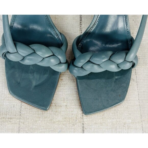Vince Camuto BELJIYA Slate Teal Leather Chunky Braided Square Toe Sandals Sz 6 M - Picture 11 of 12